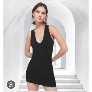 Urban Outfitters UO Out From Under Hailey Ribbed Knit Black Seamless mini dress